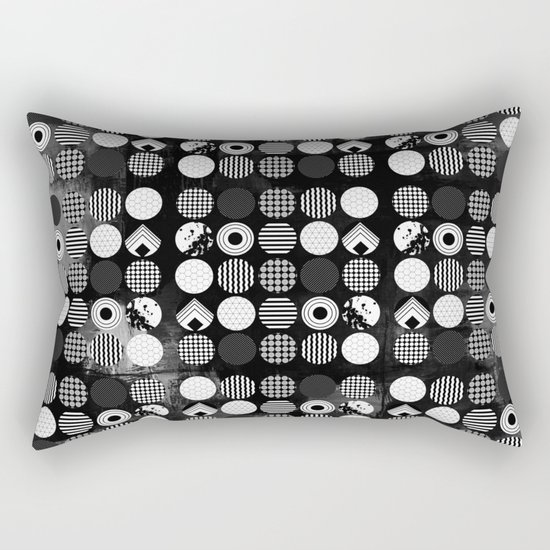 Hectic Geometric On Textured Black And White Rectangular Pillow