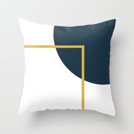 Fusion Minimalist Geometric Abstract in Mustard Yellow, Navy Blue, and White Throw Pillow