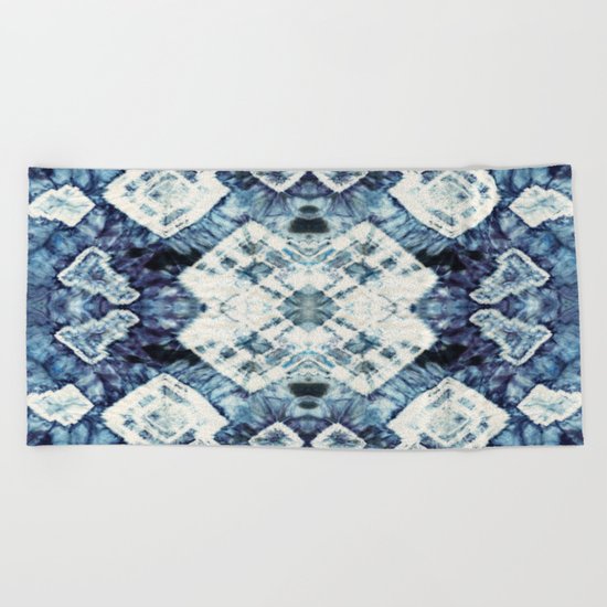 Blue Silk Tie-Dye Beach Towel