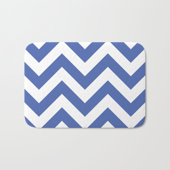 Large chevron pattern / royal blue Bath Mat