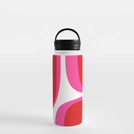 Retro Groove Vivid Mid Century Modern Abstract Pattern with Hot Pink Water Bottle