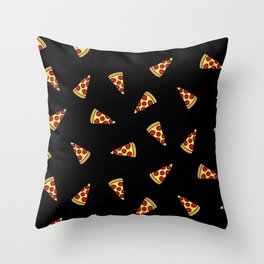 Pizza Slice Pattern (black) Throw Pillow