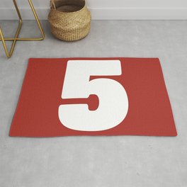 5 (White & Brownish Number) Area & Throw Rug