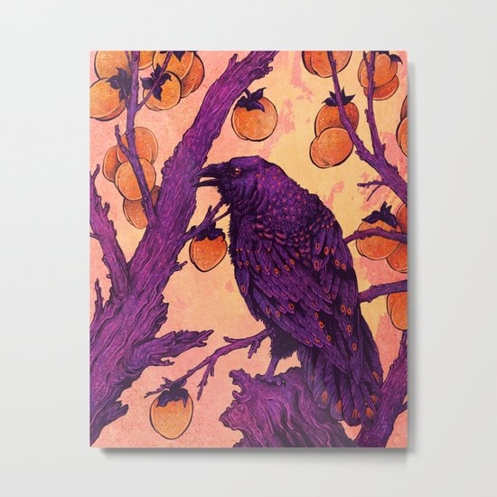 Raven and Persimmons Metal Print