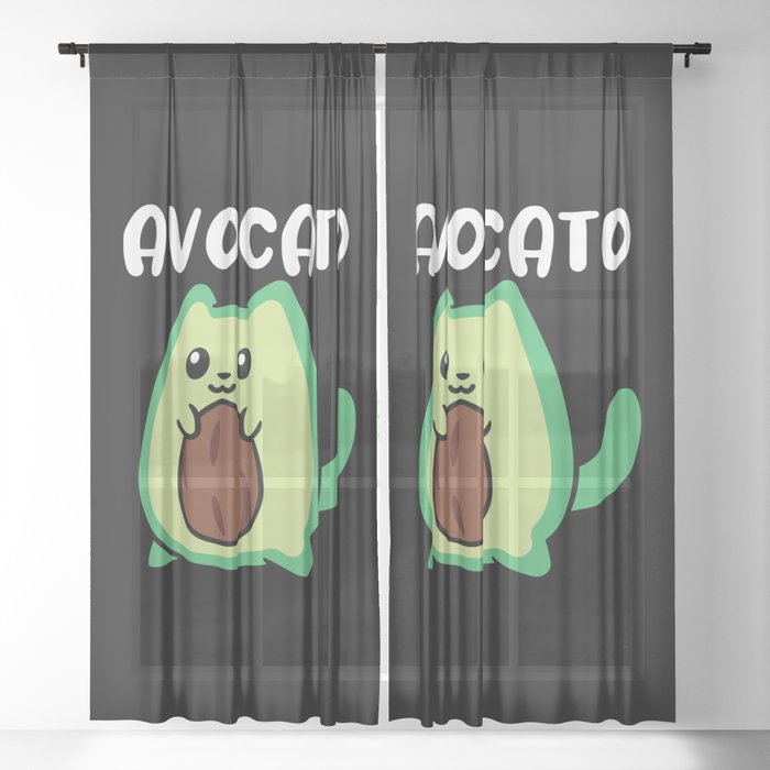 Avocato Funny Avocado Cat Sheer Curtain