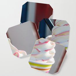 Soft serve colorful stripes in vanilla ice cream Coaster