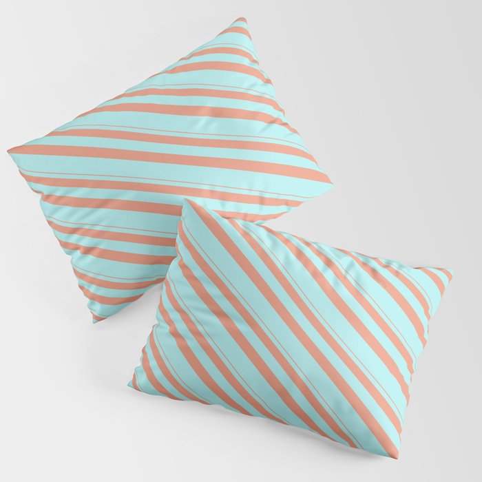 Dark Salmon & Turquoise Colored Lines Pattern Pillow Sham