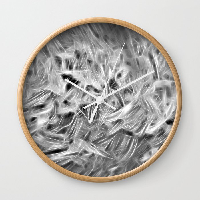 Psychedelic Abstraction In Black And White Wall Clock
