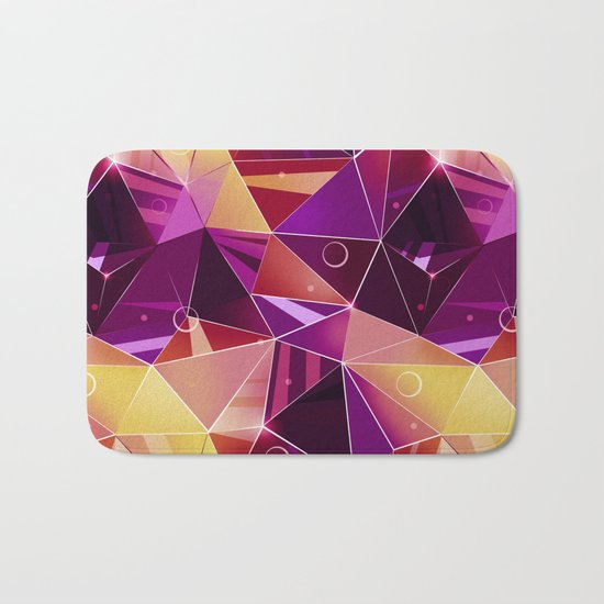 Polygonal pattern.Black, red, yellow, orange background. Bath Mat