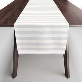 Grey White Striped Pattern Table Runner