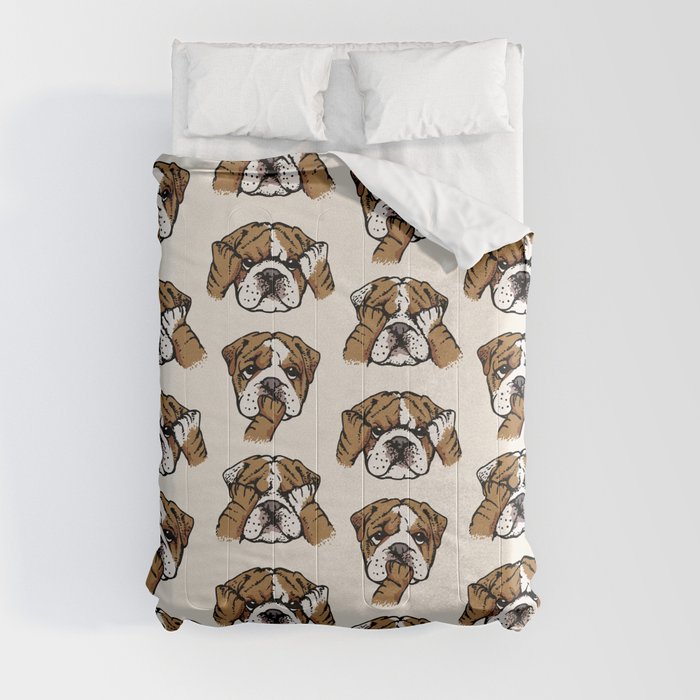 Society6 ケース No Evil Pug by Huebucket No Evil English Bulldog Comforter by Huebucket | Society6