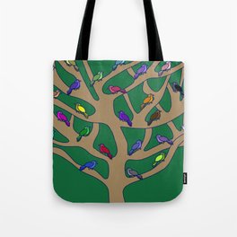 Rainbow Birds in a Tree Tote Bag