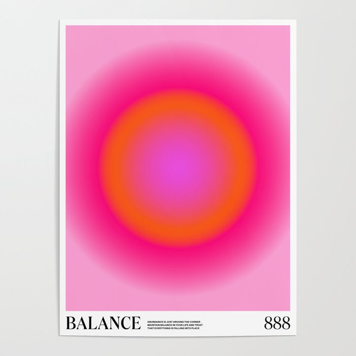 Gradient Angel Numbers: Balance Poster | Graphic-design, Digital, Gradient, Pink, Spirit, Spiritual, Wall-art, Dorm, Dorm-room, Aura