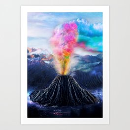 Rainbow Volcano Art Print