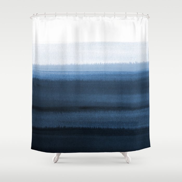 Navy Blue Watercolor Ombre Shower Curtain