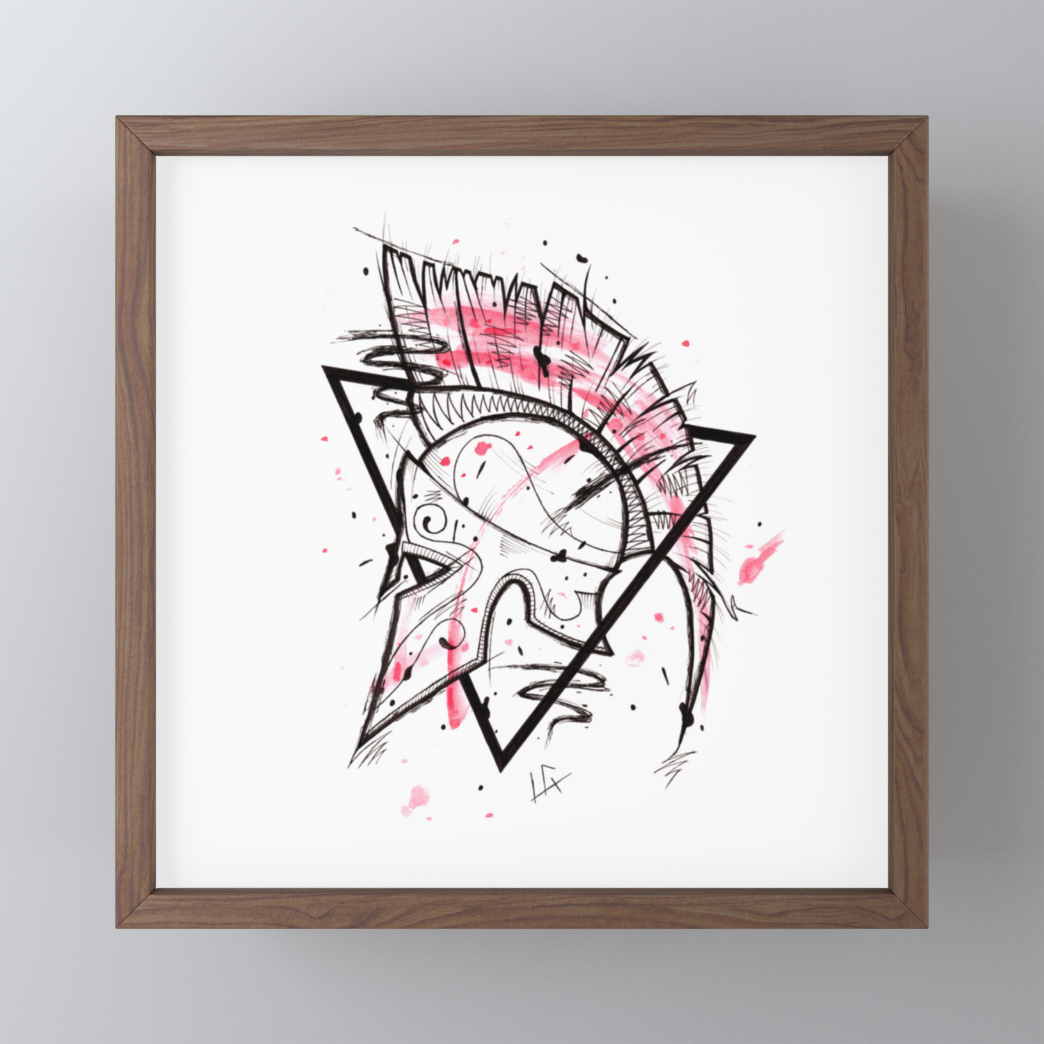 Spartan Helmet Handmade Drawing Made In Pencil And Ink Tattoo Sketch Tattoo Flash Blackwork Framed Mini Art Print By Lucagenart Society6