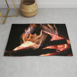 Camp Fire in the Winter Area & Throw Rug