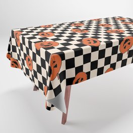 Checkerboard Pumpkin Halloween Tablecloth