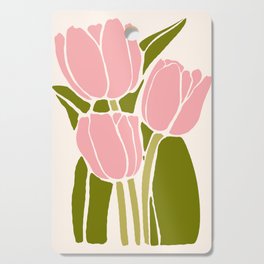 Pink Tulips Retro Flowers Cutting Board