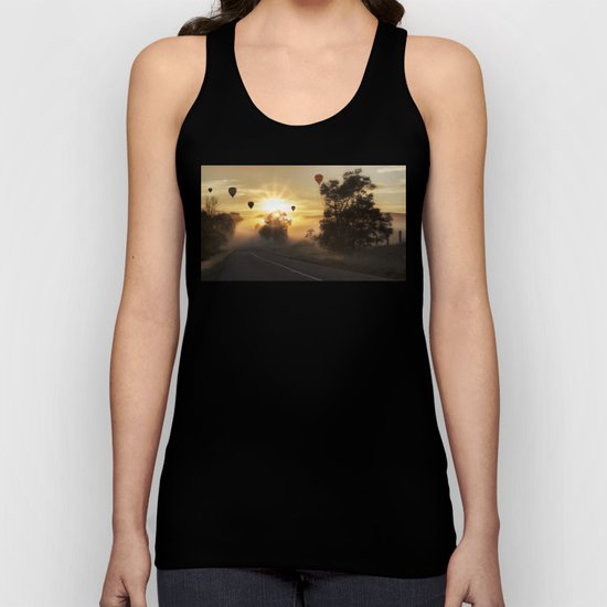 Hot Air Balloons on a Foggy Morning Unisex Tank Top