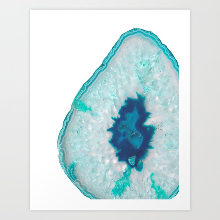 Soft Aqua Marine Blue Ocean Agate #1 #gem #decor #art #society6 Art Print