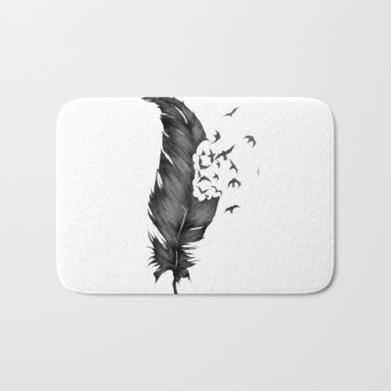 Black Feather into Birds Bath Mat