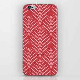 Palm Leaves Ogee Pattern Red and Pink iPhone Skin