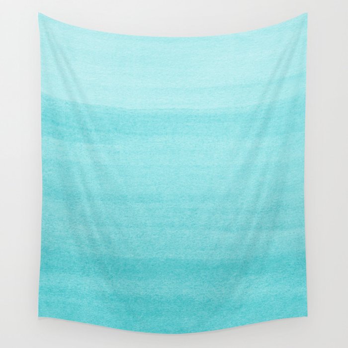Aqua Blue Watercolor Ombre Pattern Wall Tapestry