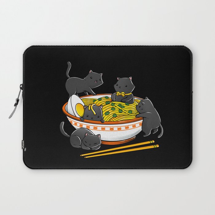 Kawaii Anime Cat Japanese Ramen Noodles Laptop Sleeve