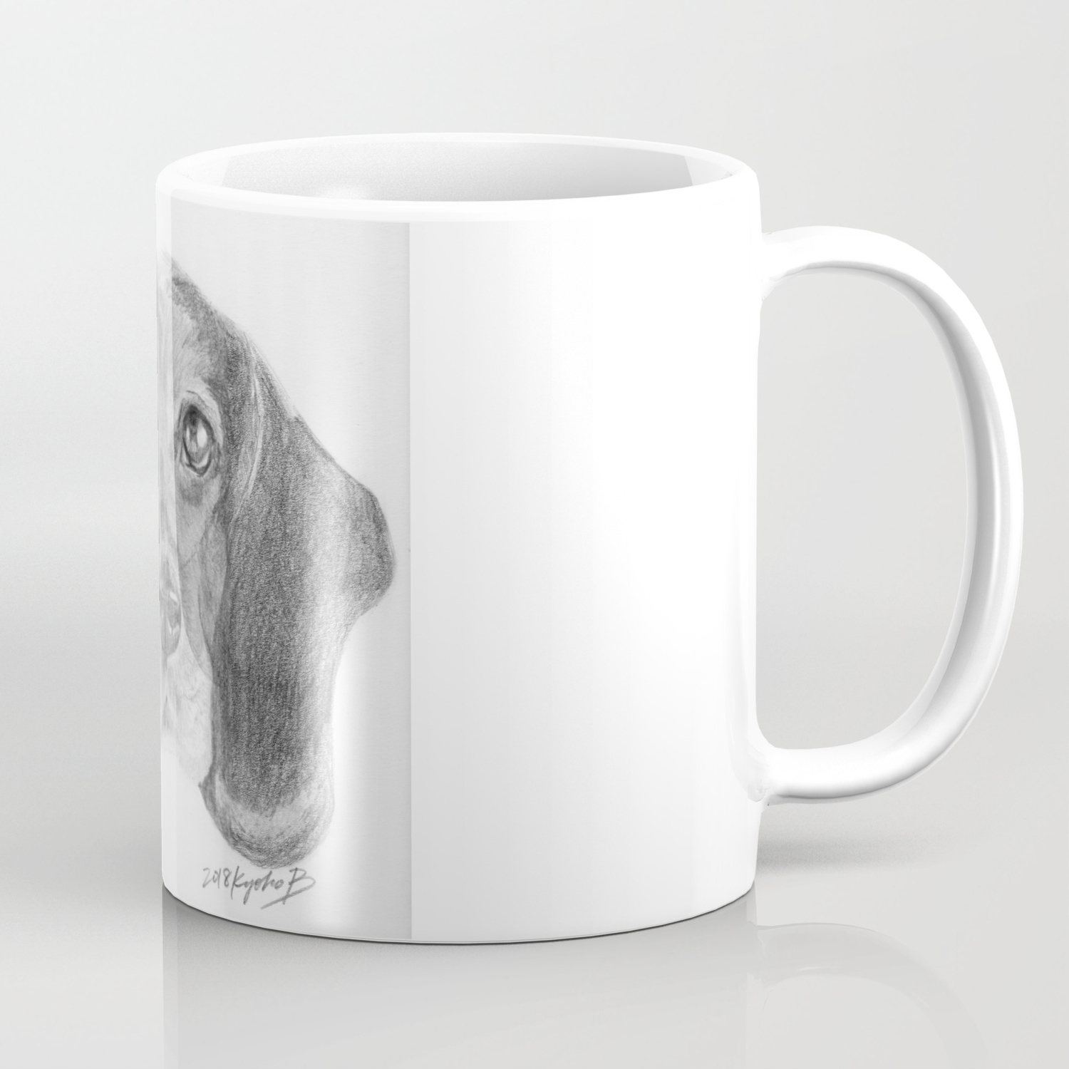 Beagle Dog Face Realistic Pencil Sketch Drawing Coffee Mug By
