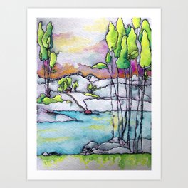 sunny day by the river Art Print
