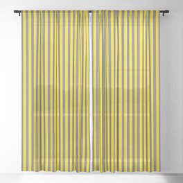 [ Thumbnail: Dim Grey and Yellow Colored Striped Pattern Sheer Curtain ]