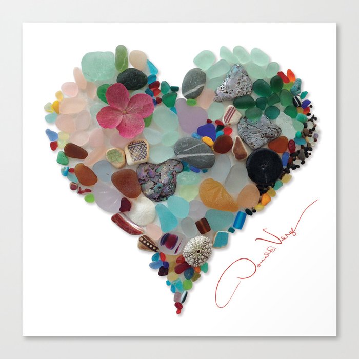 Love -  Sea Glass Heart A Unique Birthday & Father’s Day Gift Canvas Print