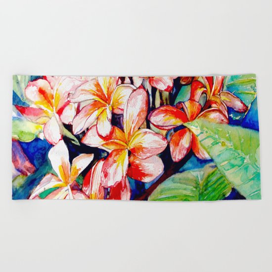 Plumeria Flowers Beach Towel