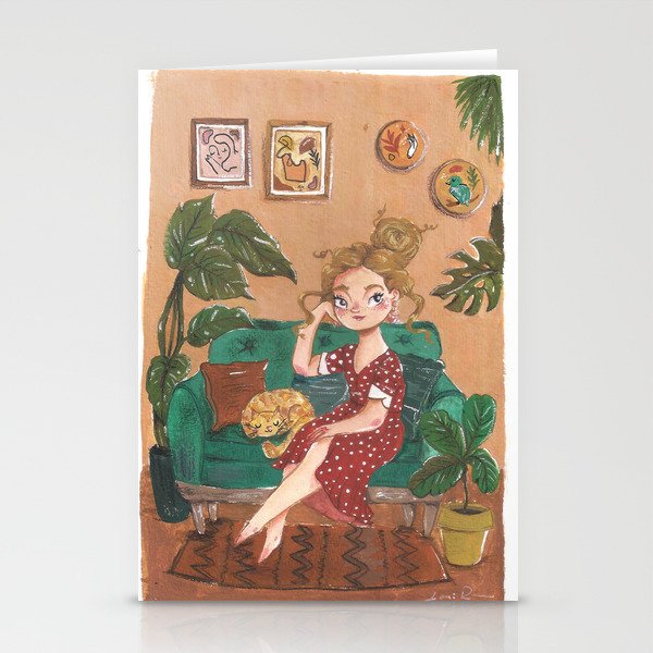 Girl at home Stationery Cards