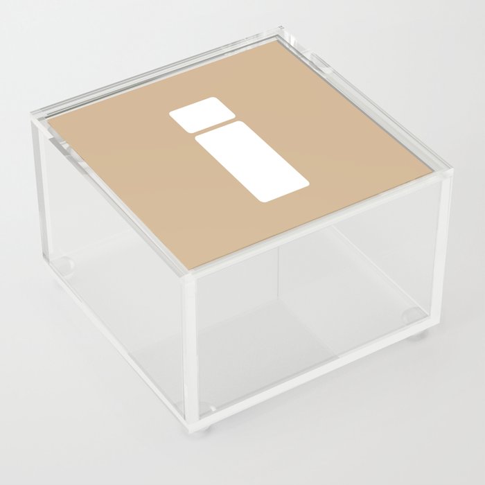 i (White & Tan Letter) Acrylic Box