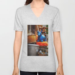 Blue Bouncy Horse Hopper in a vintage flea market  V Neck T Shirt