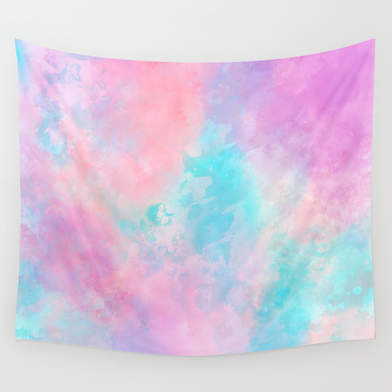 Bright Pink Turquoise Unicorn Watercolor Paint Background Wall