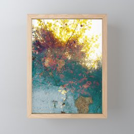 Golden tree on the emerald blue forest Framed Mini Art Print