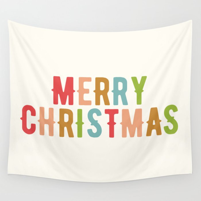 Colorful Merry Christmas  Wall Tapestry