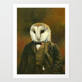Victorian Gentleman Barn Owl  Art Print