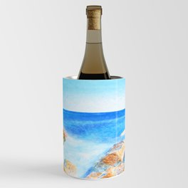 rock beach impressionism painted realistic scene Wine Chiller