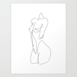 Nips and Hips / Naked female torso line drawing / Explicit Design Art Print