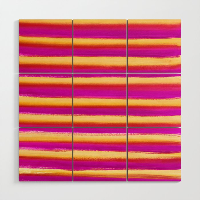 Juicy Bright Stripes, Yellow, Red, Purple Wood Wall Art