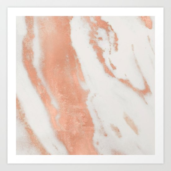 Marble Rose Gold Shimmer Light Art Print