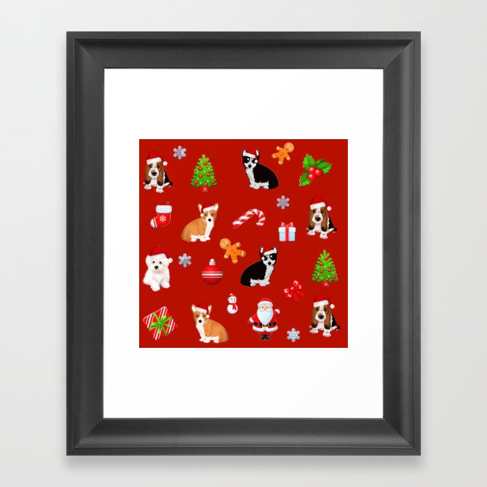 Christmas,festive puppies pattern Framed Art Print