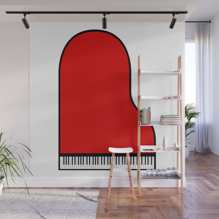 Red Grand Piano Wall Mural