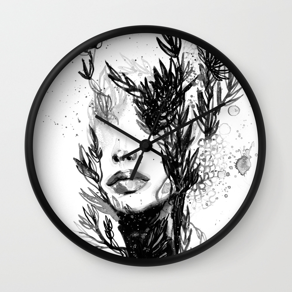 Black N White Women Abstract Face Love Wall Clock By Missnyka92
