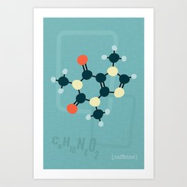 Caffeine molecule 1950s style print Art Print