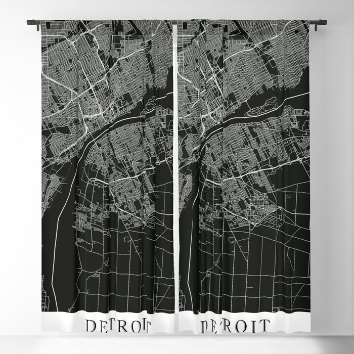 Detroit - Us Mix City Map 0C0F0A Blackout Curtain